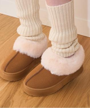 フェイクファームートン風アンクルブーツ【韓国ファッション】