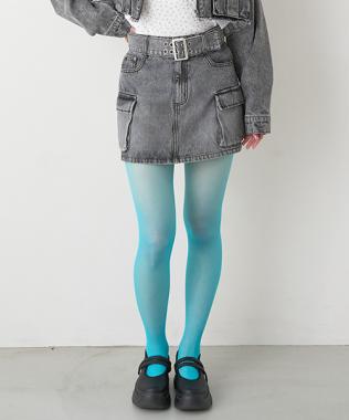 ベルトつきデニムカーゴスカート【韓国ファッション】