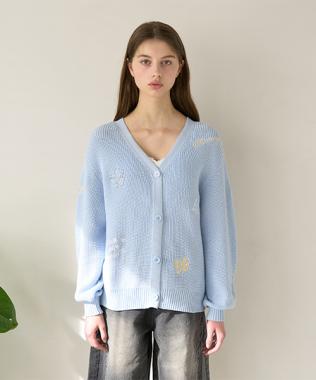 モチーフ刺しゅうカーディガン【韓国ファッション】