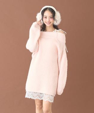 裾レースニットワンピース【韓国ファッション】