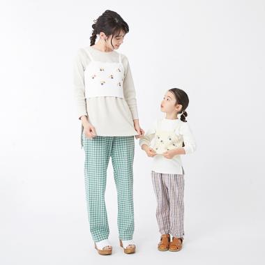 ウォッシャブル 花刺しゅうニットビスチェ×Tシャツセット