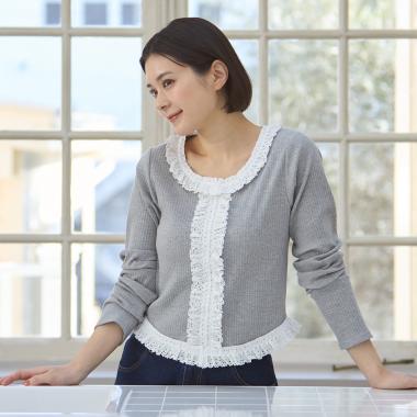 【親子リンク】レースフリルテレコ長袖Tシャツ