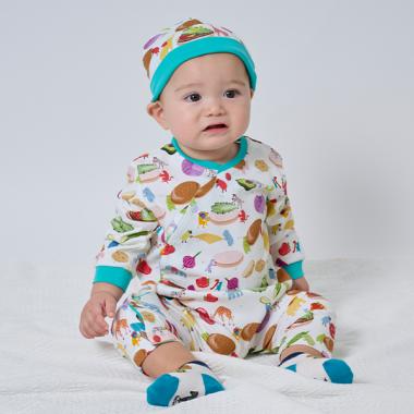 ハンバーガー柄カバーオール ワッチセット