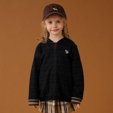 裏ボーダー裏毛ジップパーカ