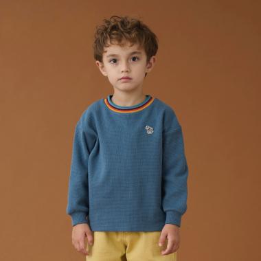 ラインリブワッフルルーズ長袖Tシャツ