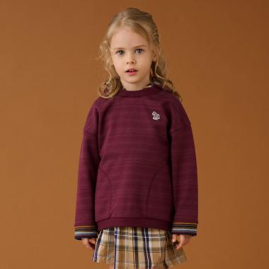 裏ボーダーフードつき裏毛プルオーバー