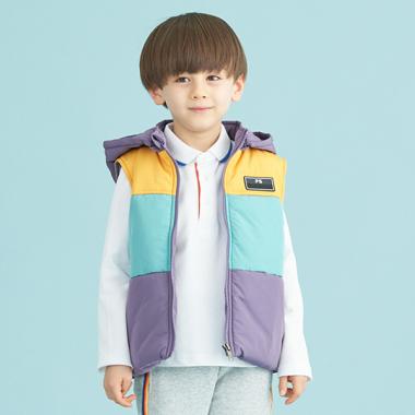 キッズ 切替え中綿ベスト