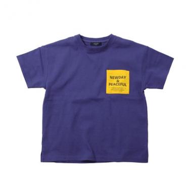 厚手天竺・ドロップショルダープリントポケット半袖Tシャツ