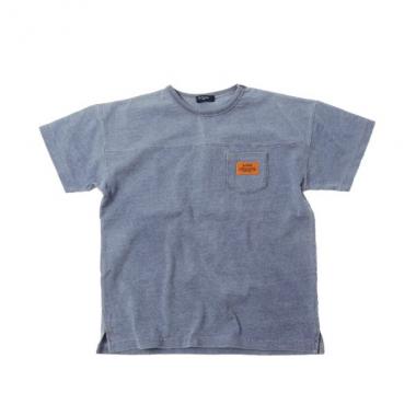 カットデニム・ドロップショルダーポケット半袖Tシャツ
