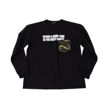 VORTEX天竺・ドロップショルダー異素材ポケットロゴ長袖Tシャツ