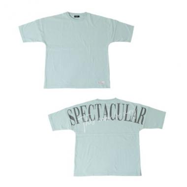 【大人向けサイズあり】OE天竺・抗菌防臭加工ドロップショルダーバックビッグロゴ5分袖Tシャツ