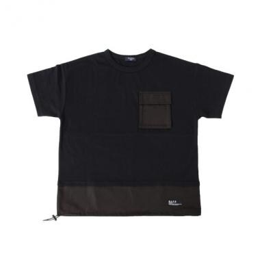 天竺・接触冷感ドロップショルダー異素材切替半袖Tシャツ