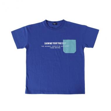 天竺・接触冷感ドロップショルダー異素材ポケット半袖Tシャツ