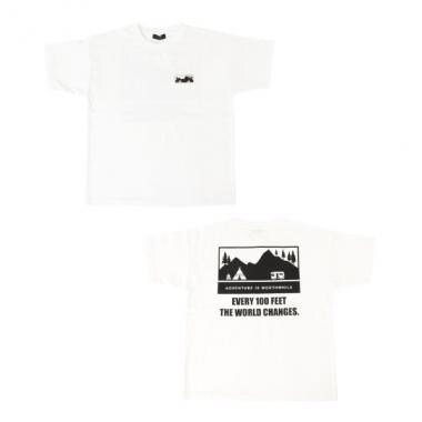 OE天竺・接触冷感ドロップショルダーアウトドアバックプリント半袖Tシャツ