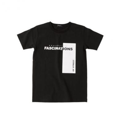 【大人向けサイズあり】OE天竺・縦ロゴプリント半袖Tシャツ