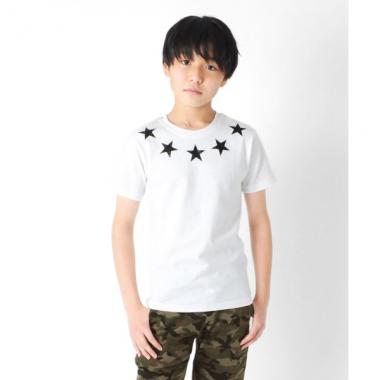 【大人向けサイズあり】天竺・スタープリント半袖Tシャツ
