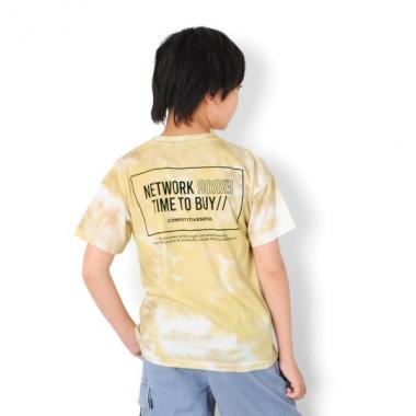 【大人向けサイズあり】天竺・ドロップショルダータイダイバックプリント半袖Tシャツ