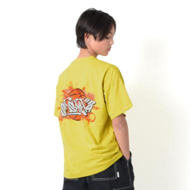 【大人向けサイズあり】【接触冷感】【速乾】【UVカット】クールラフ・バスケグラフィティプリント半袖Tシャツ