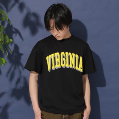 【大人向けサイズあり】【防虫加工】フロントカレッジロゴ発泡プリント半袖Tシャツ