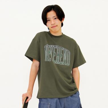 【大人向けサイズあり】【防虫加工】フロントグラデーションカレッジロゴ半袖Tシャツ