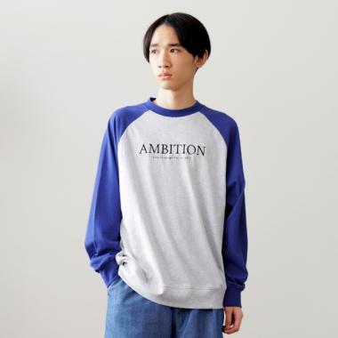 【大人向けサイズあり】USAコットン・スウェTフロント刺繍ラグランビッグ長袖Tシャツ