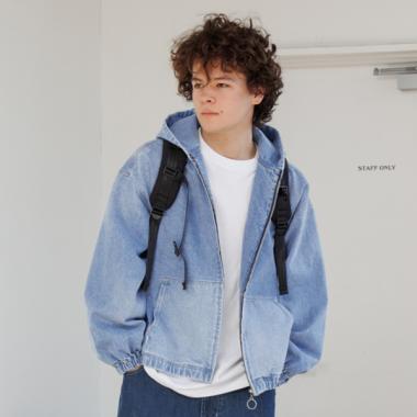 【大人向けサイズあり】フードデニムジップアップジャケット