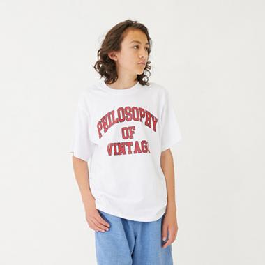 【大人向けサイズあり】【プチプラ】フロントカレッジロゴ半袖Tシャツ