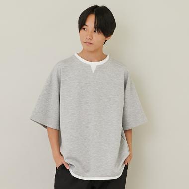 【大人向けサイズあり】【接触冷感】エアリークッション・キーネック半袖Tシャツ