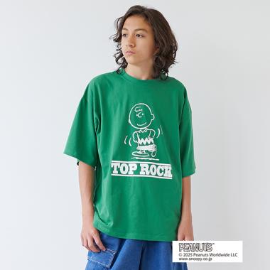 【大人向けサイズあり】【GLSW.】【PEANUTS】チャーリーブラウン トップロック フロントプリントTシャツ