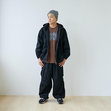 フードデニムジップアップジャケット