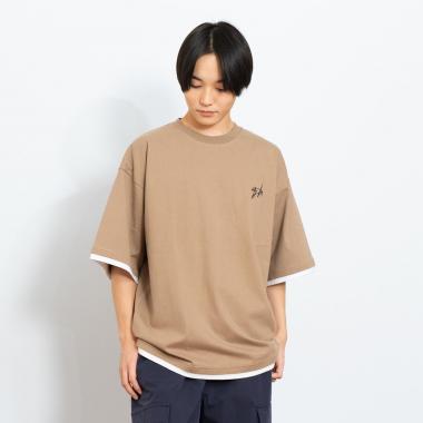 ワンポイント刺しゅうレイヤードTシャツ