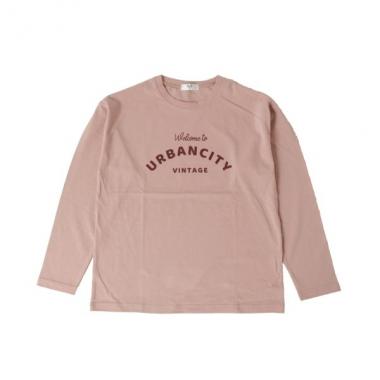 天竺・ドロップショルダープリント長袖Tシャツ