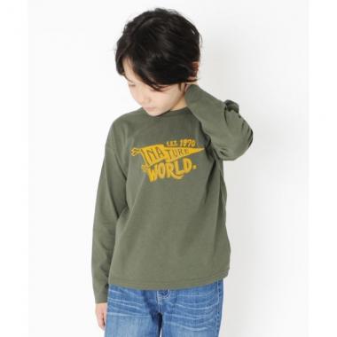 天竺・ドロップショルダープリント長袖Tシャツ