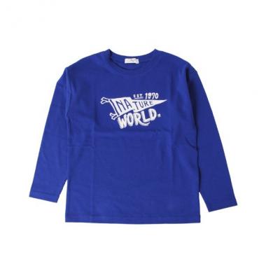 天竺・ドロップショルダープリント長袖Tシャツ