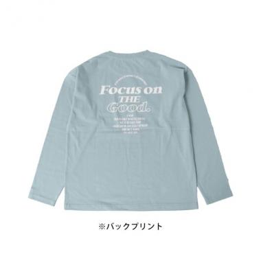天竺・ドロップショルダープリント長袖Tシャツ