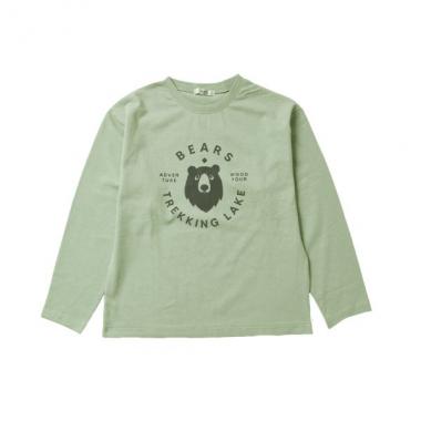 天竺・ドロップショルダープリント長袖Tシャツ