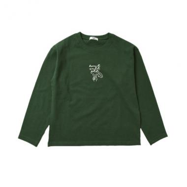 天竺・ドロップショルダープリント長袖Tシャツ