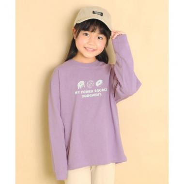 天竺・ドロップショルダープリント長袖Tシャツ