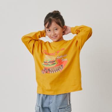 【SKIT0LY】フロントハンバーガープリント長袖Tシャツ