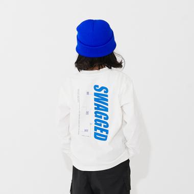 【SKIT0LY】【プチプラ】バック縦ロゴプリント長袖Tシャツ