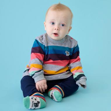 ストライプ裏毛プルオーバーパンツセット