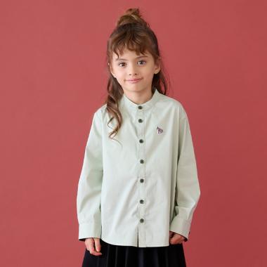 ノーカラー長袖シャツ