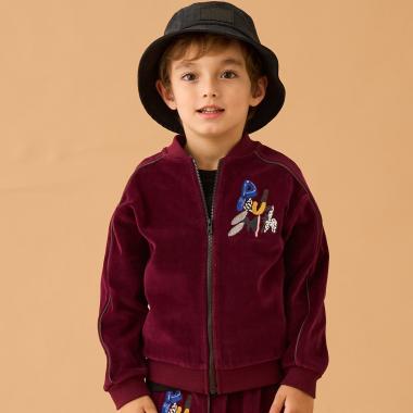 ロゴ刺しゅうベロアブルゾン