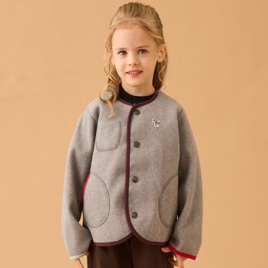 配色パイピングノーカラージャケット