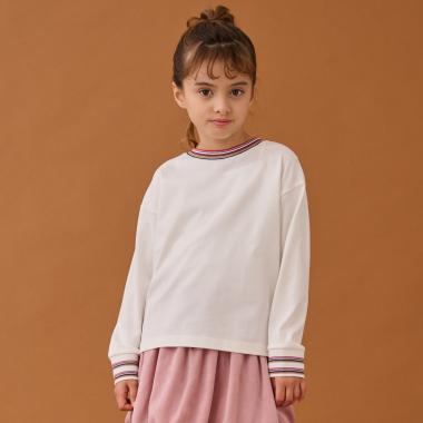 シグネチャーストライプリブ長袖Tシャツ