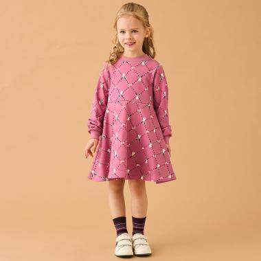 ラビット総柄裏毛ワンピース