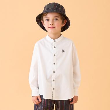 ノーカラー長袖シャツ