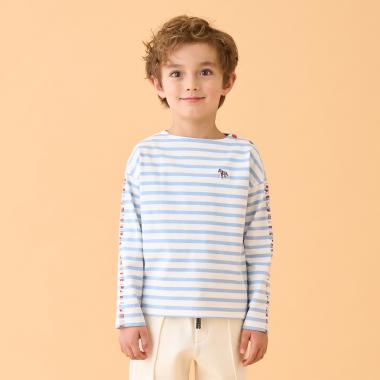 袖ロゴボーダー長袖Tシャツ