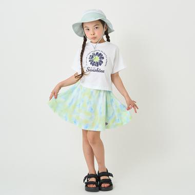 【接触冷感】タイダイ風プリントスカートインナーパンツつき