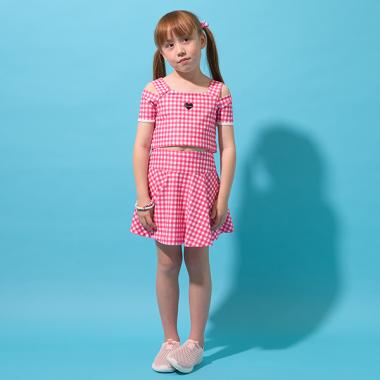 【UVカット/水着/SWIM】オフショル風トップス、フレアスカートパンツつき